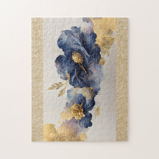 Golden Elegant Flower Jigzaag Puzzle Legpuzzel (Verticaal)