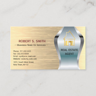 Golden Elegant Metallic Real Estate Agent Visitekaartje