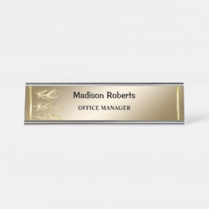 Golden elegant modern professioneel bureau name pl naambordje
