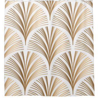 Golden elementen op witte achtergrond.  naadloos douchegordijn