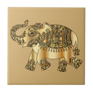 Golden Elephant Ceramic Tegel Tegeltje