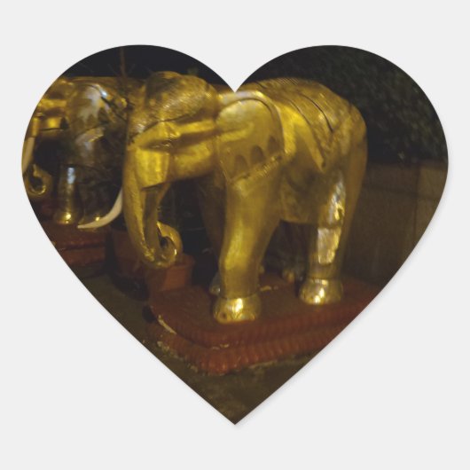 Golden Elephant Heart Sticker (Voorkant)