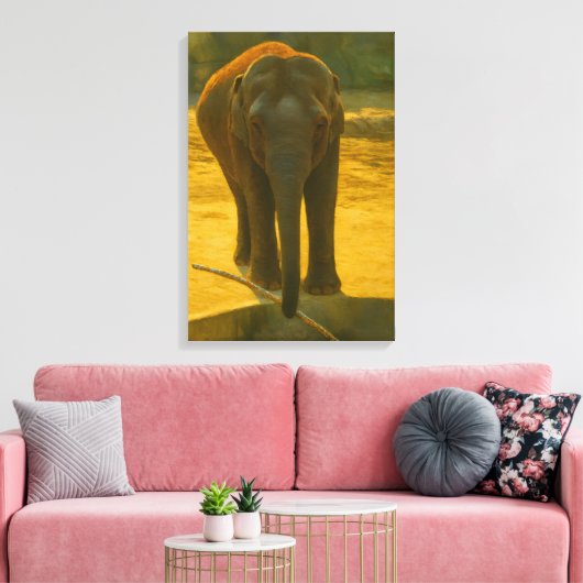 Golden Elephant Wisdom - Majestic Wildlife Canvas Afdruk (Insitu (Woonkamer))