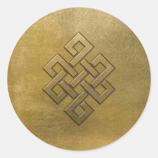 Golden Embossed Eindeloos Knot Ronde Sticker (Voorkant)