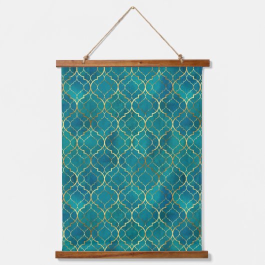 Golden Emerald Geometry Hangend Wandkleed (Voorkant)