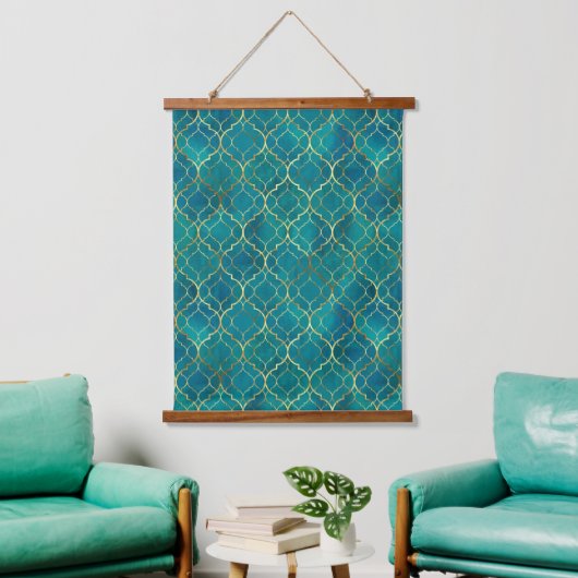 Golden Emerald Geometry Hangend Wandkleed (Woonkamer)