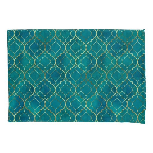Golden Emerald Geometry Kussensloop (Voorkant)