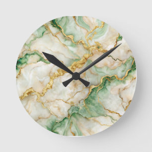 Golden Emerald Marble Ronde Klok