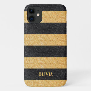 Golden en Black Glitter iPhone 11 Hoesje