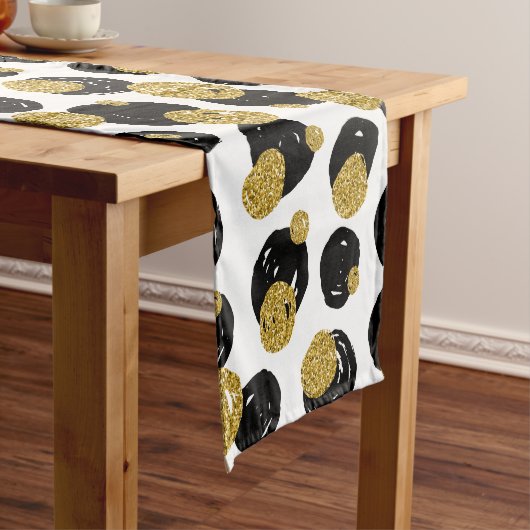 Golden en Black Stippen Pattern Korte Tafelloper (Voorbeeld)