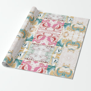 Golden en blauwe marmer cadeaupapier