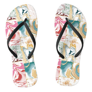 Golden en blauwe marmer teenslippers