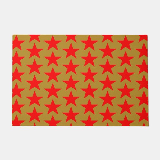 Golden en Red Star Pattern Deurmat (Voorkant)