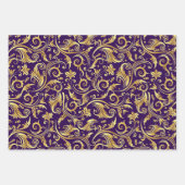 Golden en Royal Paarse Scroll Inpakpapier Vel (Voorkant)