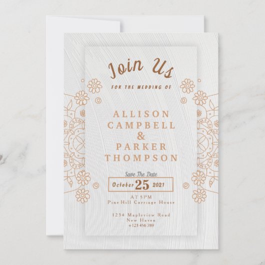 Golden- en witbruiloft-uitnodiging kaart (Voorkant)