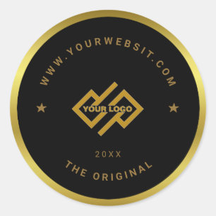 Golden en zwart/aangepaste zakelijke Logo Klassiek Ronde Sticker