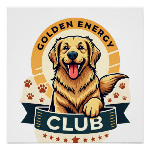 Golden Energy Club Golden Retriever Vintage Honden Perfect Poster