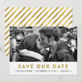 Golden Enregistrer la date | Carte photo moderne (Devant / Derrière)