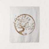 Golden Enso Zen Circle Sakura boom Wandkleed (Voorkant)