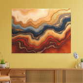 Golden Erosion – 40"x 32" Abstract Fluid Canvas Pr Afdruk (Insitu (Woonkamer))