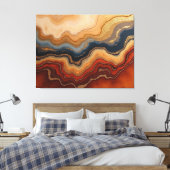 Golden Erosion – 40"x 32" Abstract Fluid Canvas Pr Afdruk (Insitu (Slaapkamer))