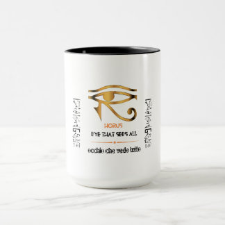 Golden Eye of Horus design in het Engels en Italia Mok