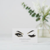 Golden Eyelash Brows Microblading QRCODE Logo grij Visitekaartje (Staand voorkant)