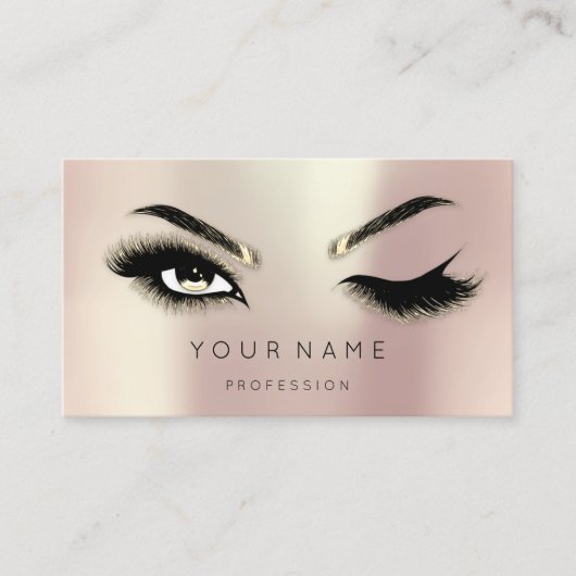 Golden Eyelash Brows Microblading QRCODE Logo Roos Visitekaartje (Voorkant)