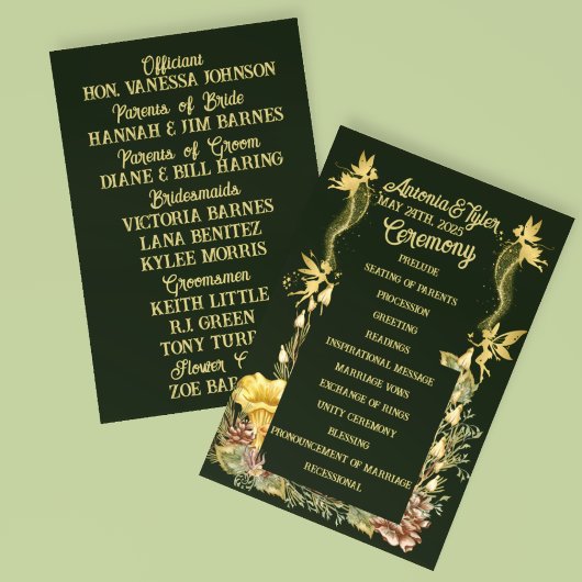 Golden Fairies Forest Wedding Programma