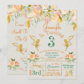 Golden Fairy Floral Birthday Invitation Kaart (Voorkant / Achterkant)