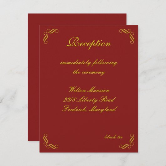 Golden Fairy Tale Reception Card (rood) Kaart (Voorkant / Achterkant)