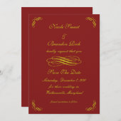 Golden Fairy Tale Save The Date (rouge) (Devant / Derrière)