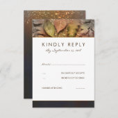 Golden Fall Leaves Wedding RSVP Kaart (Voorkant / Achterkant)