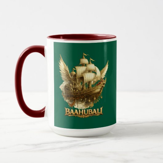 Golden Fantasy Flying Ship Art Combo Coffee Mug (Gauche)