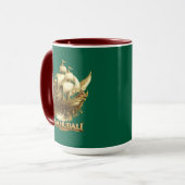 Golden Fantasy Flying Ship Art Combo Coffee Mug Mok (Voorkant links)