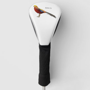 Golden fazant vogel cartoon illustratie golfheadcover