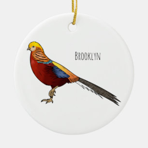 Golden fazant vogel cartoon illustratie keramisch ornament