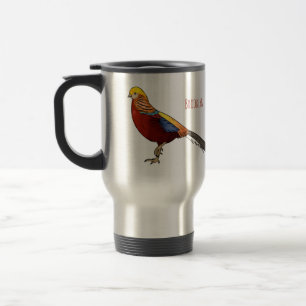 Golden fazant vogel cartoon illustratie reisbeker