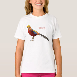 Golden fazant vogel cartoon illustratie t-shirt