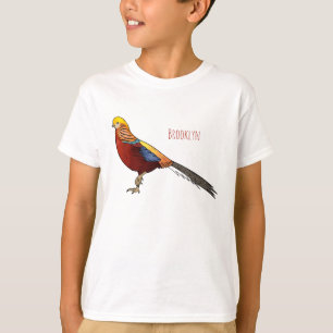Golden fazant vogel cartoon illustratie t-shirt