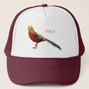 Golden fazant vogel cartoon illustratie trucker pet