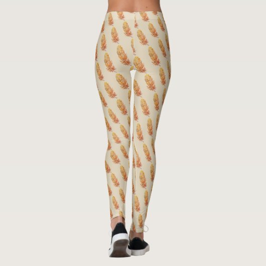 Golden Feather Art aangepaste Leggings (Achterkant)