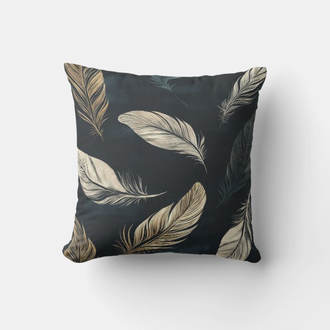 Golden Feather Pattern Pillow Kussen (Voorkant)