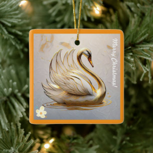"Golden Feathered Friend" Keramisch Ornament