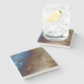 Golden Feathers Stenen Onderzetter (Zijkant)