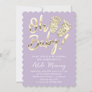Golden Feet Baby Girl Boy Shower Paars Violet Kaart