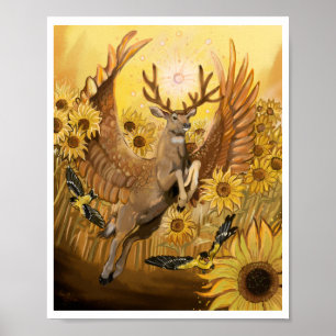 Golden Feilds Mule Deer Poster