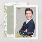Golden Field Flowers Photo Bar Mitvah Invitation Kaart (Voorkant / Achterkant)