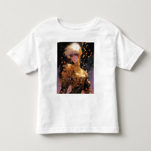 Golden Fiery Fantasy Anime Girl Kinder Shirts