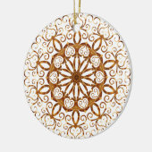 Golden filigree flake op wit keramisch ornament (Links)